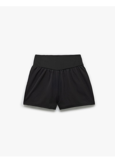 Koton Yüksek Bel Slim Fit Bloklu Spor Şort Siyah 6wak40029nk Siyah