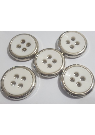 5 Adet 3 Cm. Beyaz Plastık Düğme