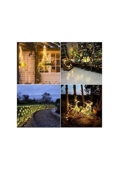 Ayrex Enashop Solar Bahçe Peri Led 12m 100 Led, Gün Işığı, 8 Fonksiyon, Solar Led Siyah Diğer