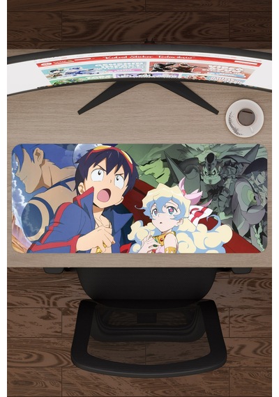 Gurren Lagann Kaymaz Dikişli Kauçuk Oyuncu Mousepad V3 - 70x30 Xl Gaming Mouse Pad Fare Altlığı