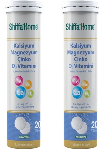 Aksu Vital Shiffa Home Kalsiyum Magnezyum Çinko D3 Vitamini 20 Tablet 2 Adet