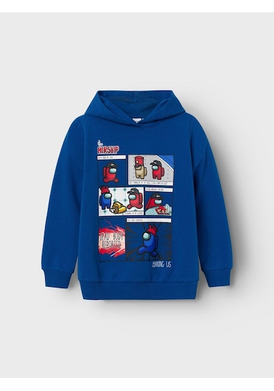 Name It Among Us Baskılı Kapüşonlu Sweatshirt-erkek Çocuk-günlük Mavi