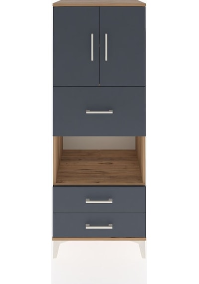 Hyperion Dolap 3 Raflı 3 Çekmeceli 2 Kapaklı 60x44x163 Çam-antrasit Atlas Çam