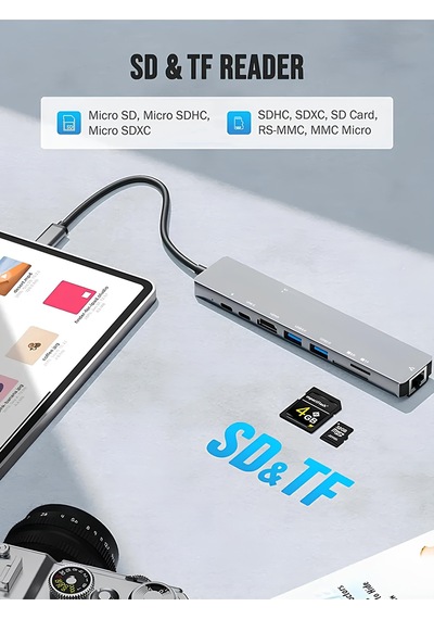 Speeduf 8in1 Usb Type-c Hub Port Adaptör Hdmı Usb Ethernet Pd