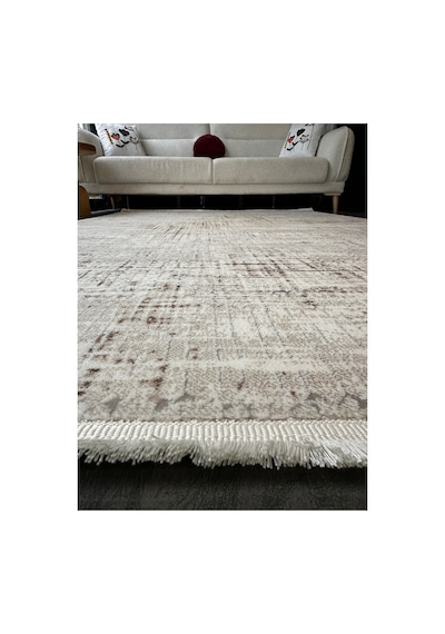 Merinos Vista %100 Akrilik Krem Kahve Desenli Kesme Halı Yolluk Antre Koridor Salon Halısı 79300-80