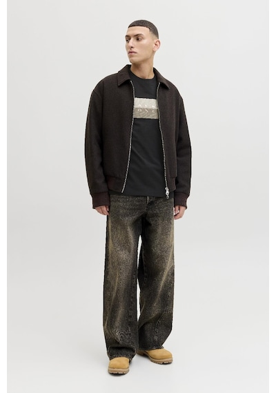 Jack & Jones Jcofusıon Dots Print Erkek Tişört Bisiklet Yaka Kısa Kollu Siyah