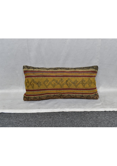 Zehra Abla Halı Yeni El Dokuma Dekoratif Lumbar Kilim Kırlent Yastık Kılıfı 6597 Çok Renkli
