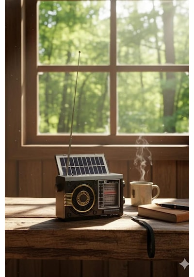 Fenerli Mini Fm Radyo Şarjlı Taşınabilir Solar Radıo Bluetooth Hoparlör Sd Kart Usb Girişli Speaker