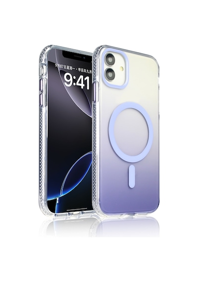 Apple Uyumlu iPhone 11 Kılıf M-safe Şarj Özellikli Transparan Renk Geçişli Zore Toros Kapak Lila