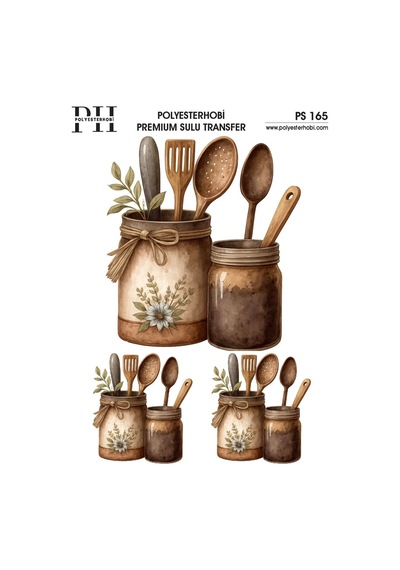 Polyesterhobi Premium Sulu Transfer 25x35 Cm Vintage Mutfak Desenli Ps 165