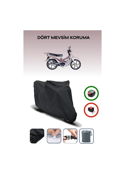 Siyah Arka Çanta Uyumlu Falcon Magic 100 Uyumlu Motosiklet Brandası Motor Örtüsü