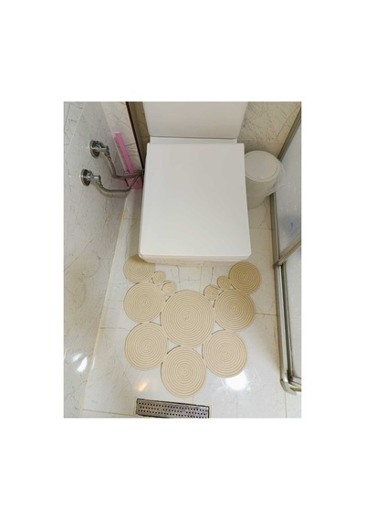 Jüt, Hasır, Paspas, Banyo Paspası, Klozet Önü Paspası, Klozet Paspas, Çift Taraflı Krem Krem