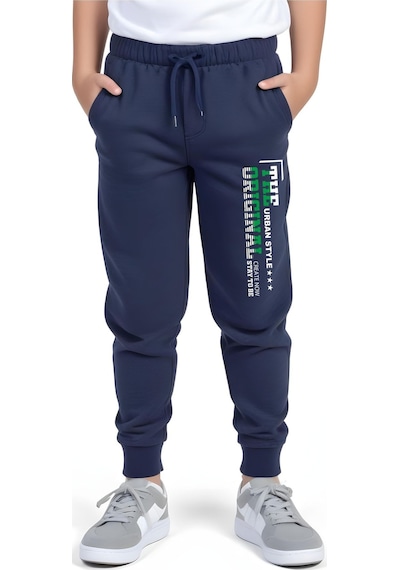 Panios Kids Urban Style Baskılı Beli Lastik Detaylı Jogger Eşofman Altı Lacivert