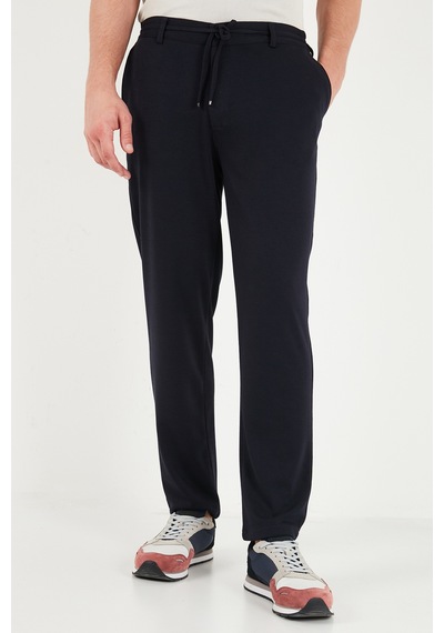 Buratti Bağlama Detaylı Regular Fit Düz Paça Jogger Pantolon Erkek Pantolon 6843701 Lacivert