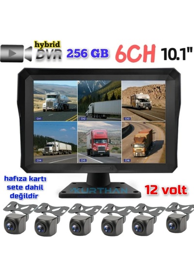 10'' Hybrid Dvr Monitör Ve 6 Adet 170'' Balık Gözü Lens Kamera