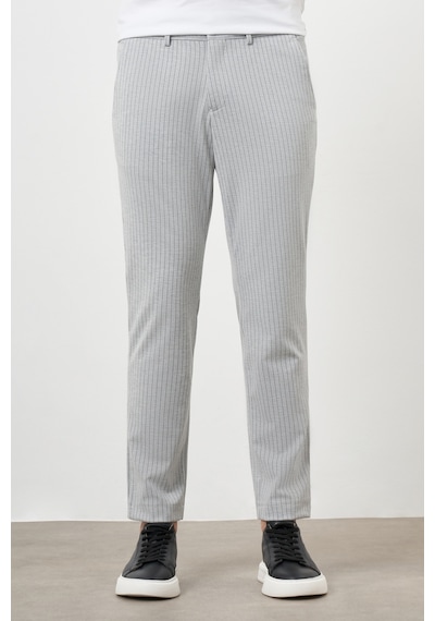 Morven Erkek Gri Poliviskon Trend Çizgili Slim Fit Örme Spor Pantolon Gri