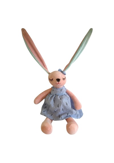 Uzun Kulaklı Tavşan Peluş Oyuncak Sevimli Uyku Oyun Arkadaşı 35 Cm Mavi