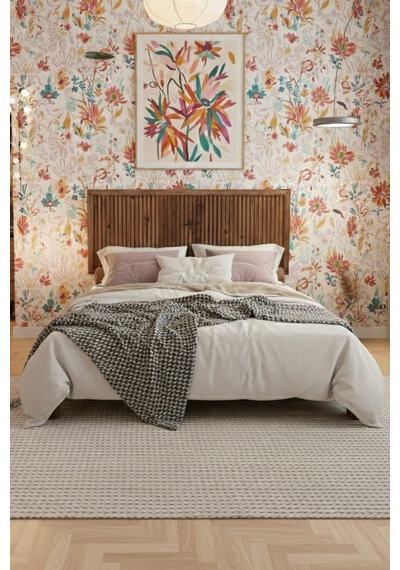 Alaz Dikey Başlıklı Masif Ahşap Karyola Ceviz 90x190