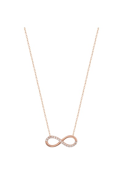 Yarısı Taşlı Sonsuzluk Gümüş Kolyesi Rose Gold
