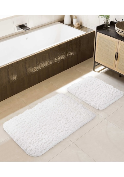 Koza Home Douro Shaggy 2li Banyo Paspası Beyaz Kaydırmaz Taban 60 X 100 - 5 Beyaz