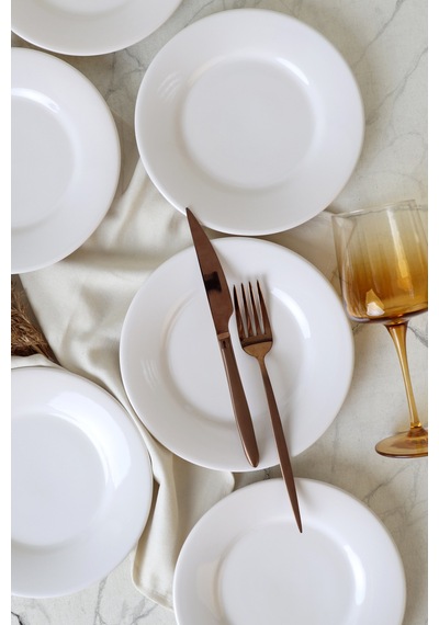Keramika Beyaz Linda Pasta Tabağı 19 Cm 6 Adet 006 Beyaz