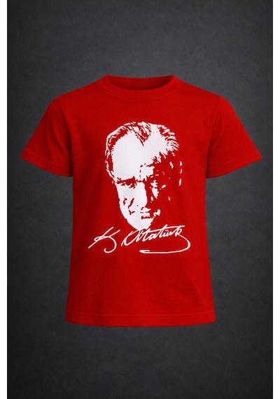 Dıgıl Kids Atatürk Baskılı Çocuk T-shirt Kırmızı - Beyaz