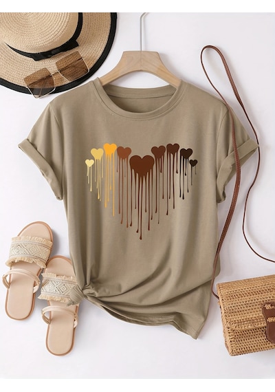 Eriyen Kalpler Baskılı Tasarım Tshirt Bej