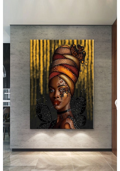 Zenci Siyahi Kadın Kanvas Tablo 90 x 60