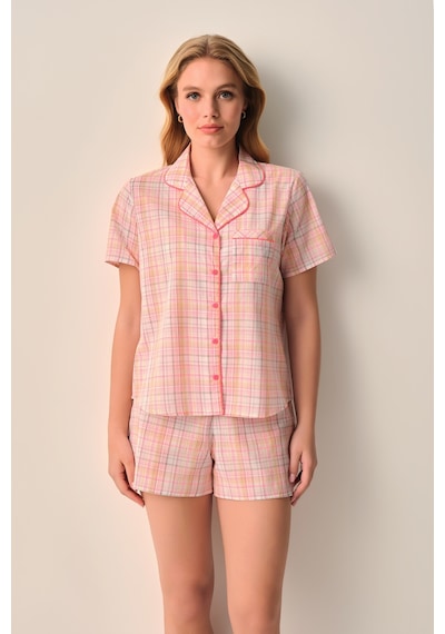 Suwen Lily Pamuklu Gömlek Yaka Şort Pijama Takımı Sh26533667b889 Çok Renkli