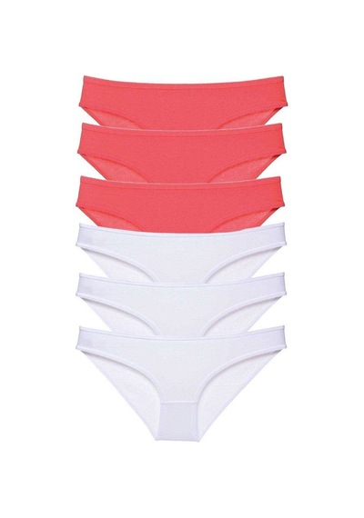 6 Adet Eko Set Likralı Kadın Slip Külot Fuşya Beyaz Standart