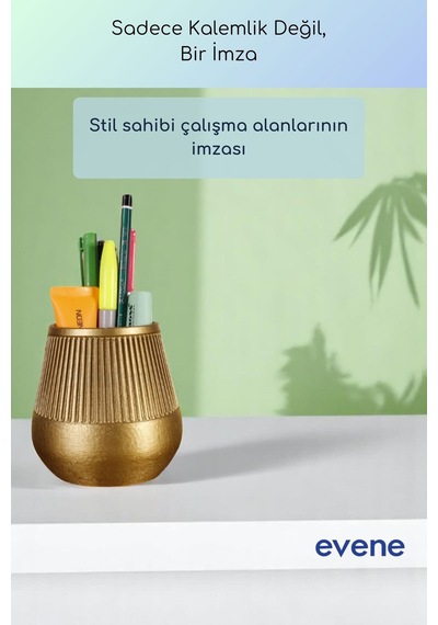 Kalemlik Masa Kalemliği Organizer Kalemlik Altın Renk Model 88 Çok Renkli