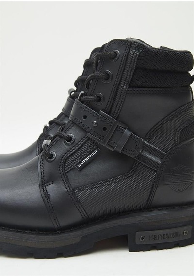 Harley Davidson Franco Waterproof Black Deri Erkek Bot Siyah