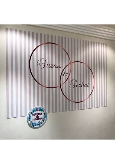 Jetdijitalbaskı Söz Nişan Düğün için Kişiye Özel Branda Rose Gold Afiş Arka Fon