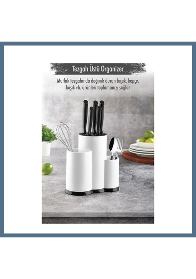 Buradabulabilirsin Tezgah Üstü Beyaz Kaşıklık & Bıçaklık & Kepçelik & Organizer Bbz