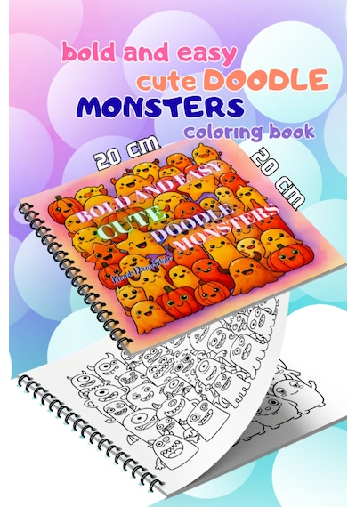 Cute Doodle Monsters Bold And Easy 20x20 Cm Büyük Boyama Kitabı, Çocuklar Ve Yetişkinler İçin