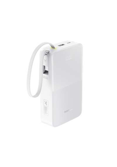 Baseus Enerfill Bipow2 Pro 20000mah Dahili Usb-c Kablolu, 22,5 W Hızlı Şarjlı, Led Ekranlı Powerbank, Beyaz Beyaz