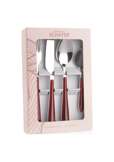 Schafer Mona 24 Parça Çatal Kaşık Bıçak Takımı-kırmızı02 Çok Renkli
