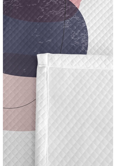 Modern Geometrik Genç Odası Tek Kişilik Pike Takımı - Gri Pembe 160x220 Cm Kapitone Yatak Örtüsü Gizli Çayır Kırığı