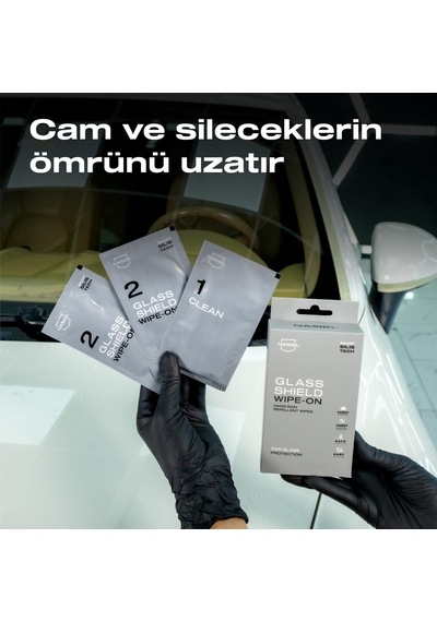 Glasshield Wipe On Araç Nano Yağmur Kaydırıcı Ve Su İtici Mendil 1 Yıl Etkili Cam Bakımı, Cam Yüzey Yağmur Tutmaz Nano Kaplama, Far, Ayna Sıvı Kaydırıcı