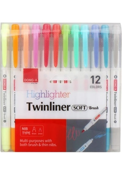 Dong-a Twinliner Soft Fosforlu Fırçalı 12 Adet Set