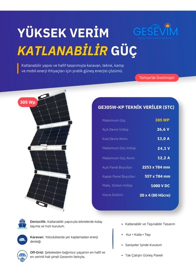 305 Watt Taşınabilir Katlanır Güneş Paneli