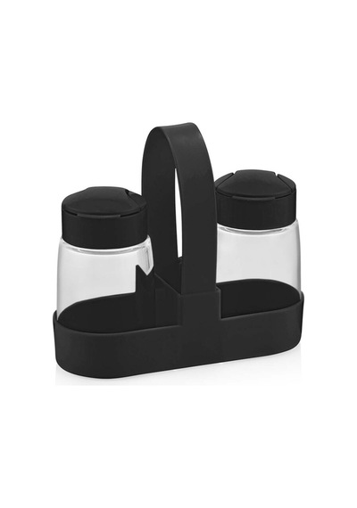 Drop Standlı Tuzluk Seti 2 X 100 Cc Cam Tuzluk Cam Siyah Diğer