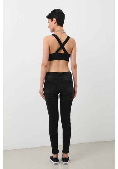 Kadın Skinny Fit Esnek Pantolon Siyah 001