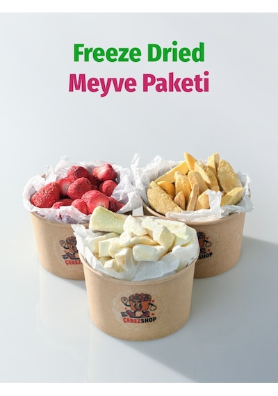 Freeze Dried Meyve Cipsi Paketi 3'lü Set - Dondurularak Kurutulmuş Kavun Çilek Mango 65 G