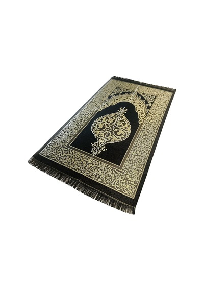 Bazachi Mihrab Tafta Taşınabilir Ottoman Seccade/halı - Türkiye'de Üretilmiştir Siyah 1