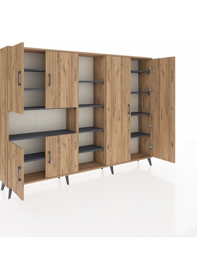 Arges Dolap 13 Raflı 6 Kapaklı 220x30x163 Çam-çam/antrasit Çam-çam/antrasit Arges Dolap 13 Raflı 6 Kapaklı 220x30x163 Çam-çam/antrasit Çam-çam/antrasit