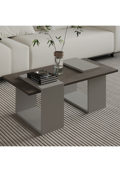 Matris Modern Orta Sehpa Geometrik Tasarım Ve Şık Detaylar Gordion Mermer/gri