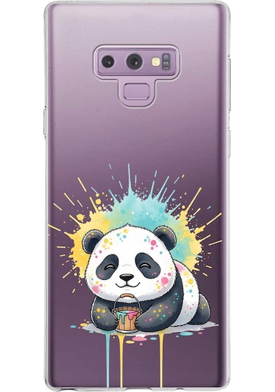 Samsung Galaxy Note 9 İle Uyumlu Splash Panda Tasarımlı Şeffaf Silikon Kılıf Şeffaf