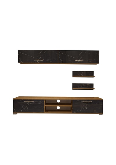 Decoraktiv Eko 5 Mdf Dvd Tv Ünitesi Tv Sehpası Pera - Siyah Mermer