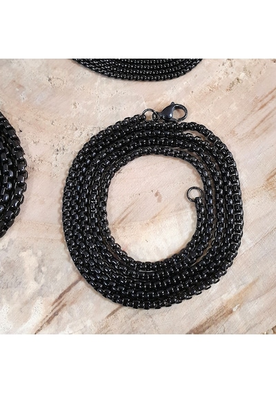 Chavin 60 Cm. Uzun Siyah 3 Mm. Erkek Çelik Zincir Dt37 (478258188)